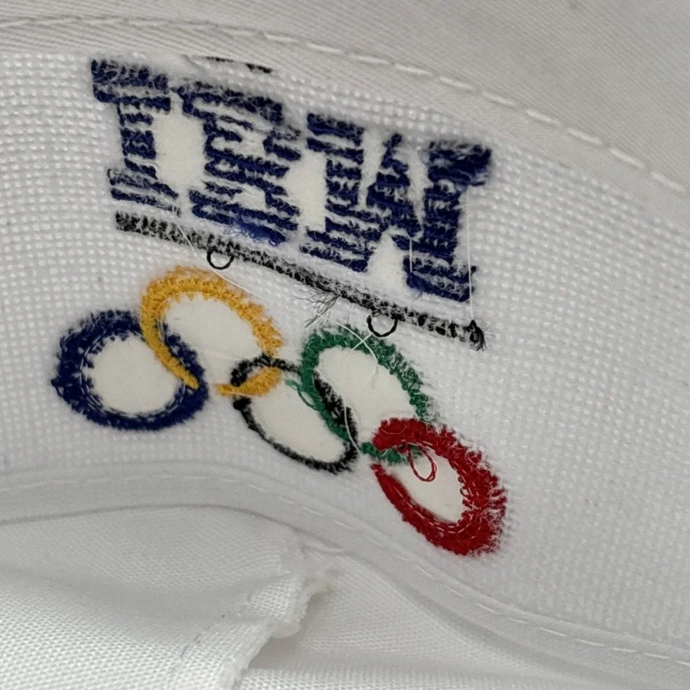 Vintage IBM Worldwide Olympics Sponsor Cap Hat Flat Bill 1988 80s White RARE NWT